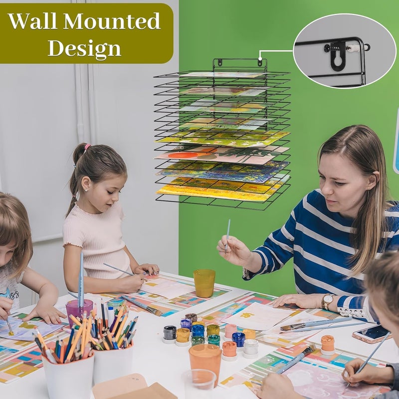Lzttyee Art Drying Rack for Classroom Paint Drying Rack Small Wall Art Storage Rack with 16 Removable Shelves for Classrooms and Art Studios (Black, 16 Shelves) - Image 2